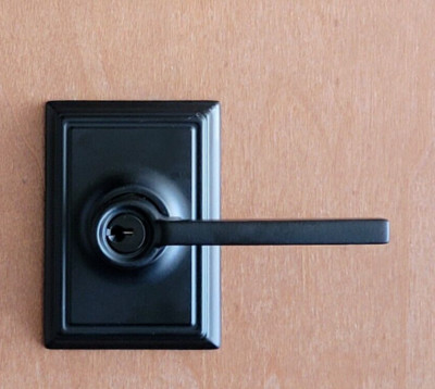 Schlage Matte Black Square Addison Trim Latitude Lever Keyed Entry Door Lock