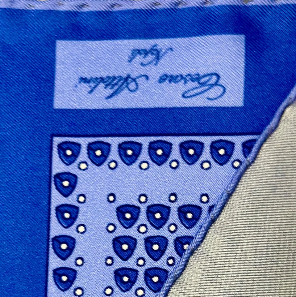 Nuevo Cuadrado de Bolsillo CESARE ATTOLINI NAPOLI Estampado Seda Punto Azul Foto 2 de 2