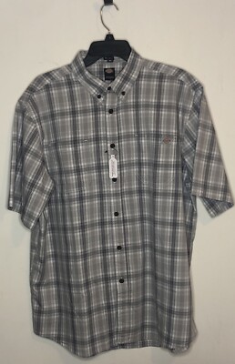Dickies Men's Flex Woven Plaid Button Down Work Shirt Alloy Plaid 2-Pocket L NEW