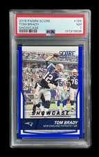 2016 score #189 tom brady; blue 48/99 showcase PSA 7  (COLOR MATCH + POP 1, 0^)