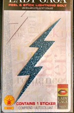 LADY GAGA PEEL  STICK LIGHTNING BOLT BODY STICKER BLUE GLITTER HALLOWEEN FUN