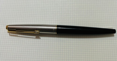 #ad #ad Vintage Parker fountain pen black with stainless steel cap and gold trim $24.00
