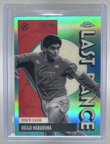 Diego Maradona 2025 Topps Chrome UEFA #LD-10 Aqua Refractor Last Dance /199