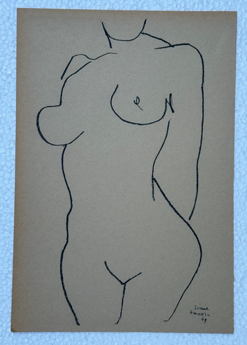 VINTAGE HENRI MATISSE PRINT STANDING FEMALE NUDE FIGURE OLD PAPER FRENCH SKETCH