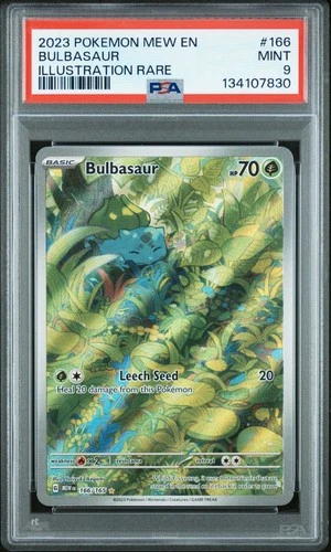 2023 Pokémon, MEW EN, BULBASAUR, 166, Illustration Rare, PSA 9, MINT