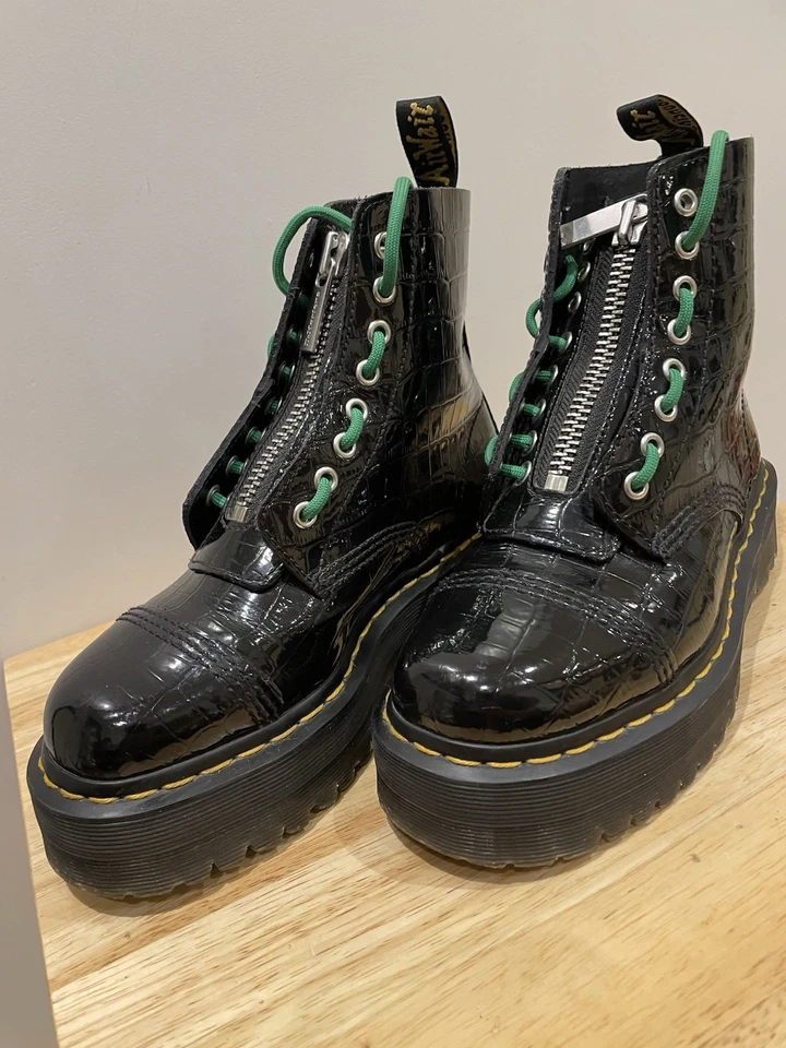Dr. Martens Jadon III Black Leather Platform Ankle Lace-Up Zip Boots UK 5, photo 2 of 5
