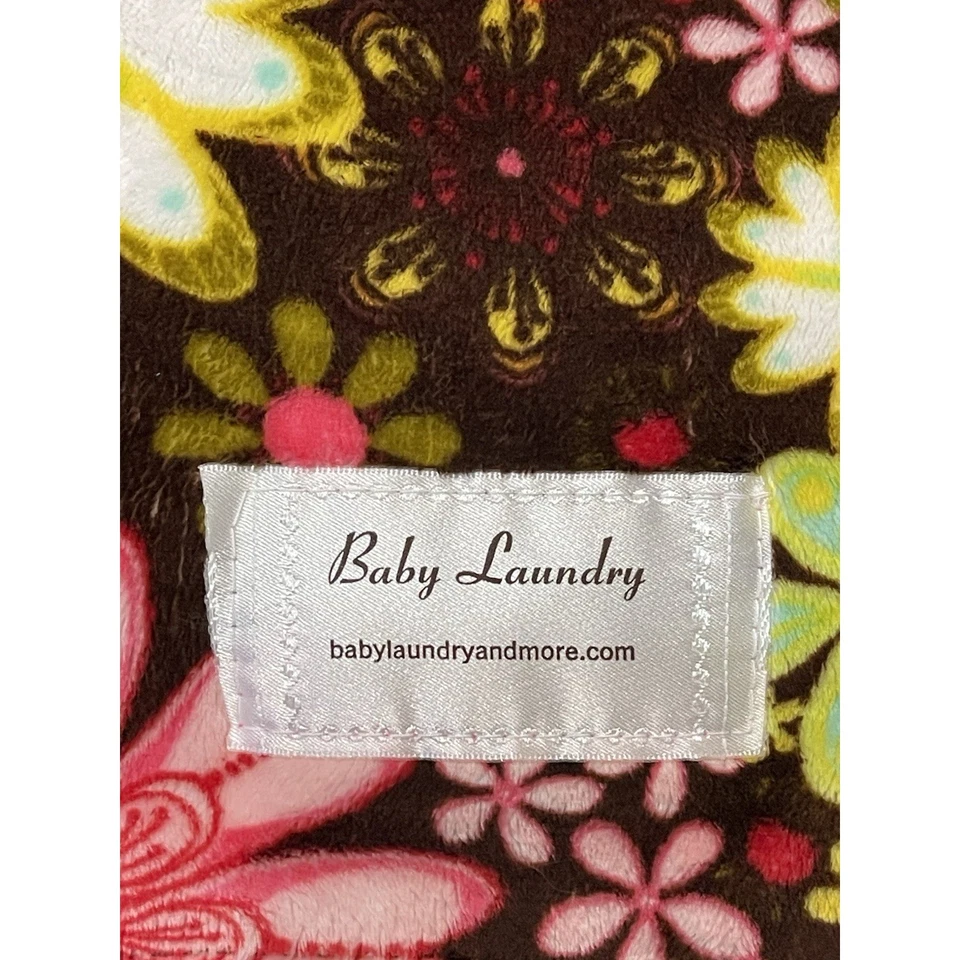 Manta Floral Rosa Marrón Lavandería Bebé Minky Dot Reversible Seguridad Lovey Foto 4 de 4