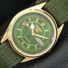 VINTAGE REFURBISHED SEIKO 5 AUTOMATIC JAPAN MENS GREEN DIAL WATCH a443480-1