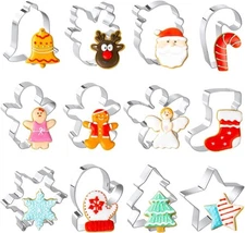 Christmas Cookie Cutters Set, 12 Pieces Stainless Steel Metal Christmas Cookie C