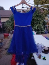 Rare Editions Size 14 Girls Dress Macy's Royal Blue Floral Sleeveless Formal