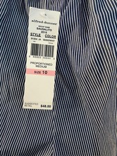 NWT SZ 10 ALFRED DUNNER NAVY BLUE  WHITE PULL ON PANTS COTTON POLYESTER JA03