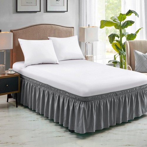 Elastic Bed Skirt Full Size Dark Grey 15-Inch Drop Hotel Quality Dust Ruffle - Picture 2 of 7