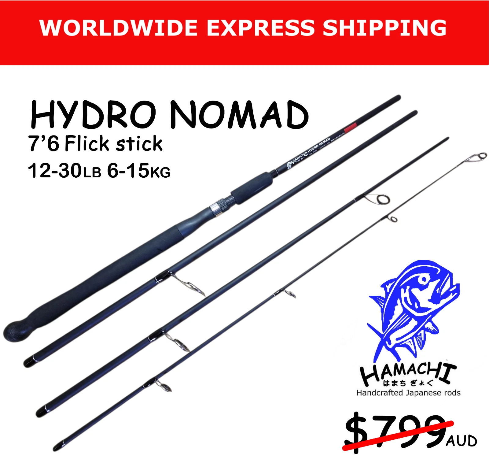 2018 HAMACHI 7'2 HYDRO NOMAD Flick stick 6-15kg 30g Japanese spin fishing rod
Opens in a new window