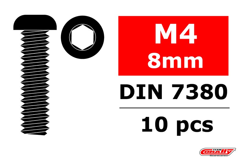 Team Corally C-3003-40-08 Team Corally - Steel Screws M4 x 8mm - Hexagon Socket