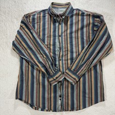 Bugatchi Uomo Striped Dress Shirt Long Sleeve Button Up Large Multi Color Cuffs