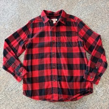 Cat Jack Boy Size 8/10 Cotton Blend Long Sleeve Flannel Buffalo Check Shirt