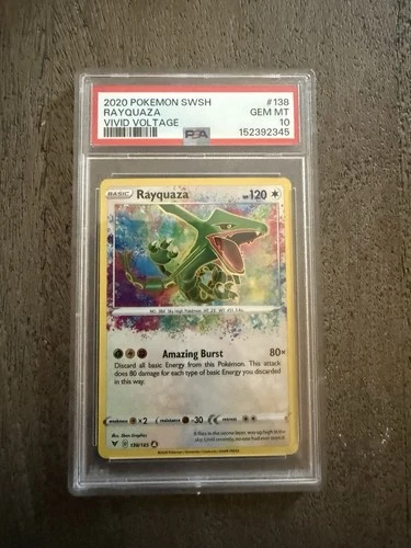 PSA 10 Pokémon TCG Rayquaza Amazing Rare Vivid Voltage 138/185