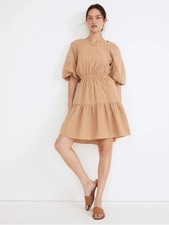 Madewell Seersucker Puff Sleeve Cutout Mini Dress XS NWT