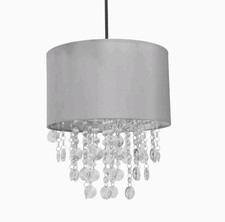 Drum  Ceiling Light Shade Modern Voile Easy Fit Lampshades Jewel Droplets Lights
