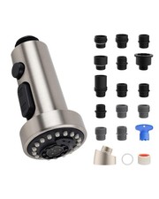 Hibbent Pull Down Kitchen Faucet Head Replacement, 3 Function Brushed Nickel