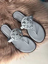 Tory Burch Miller Welt Spring Blue Leather Sandals Size 11