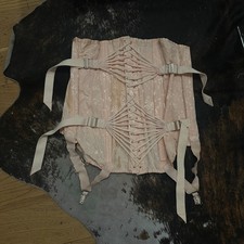 True Vintage 1950s 50s Fan Lace Hip Girdle Garter Skirt