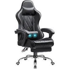 Gaming Chair with Footrest and Massage Lumbar Support, Computer Game Chairs E...