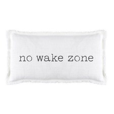 Lumbar Pillow Sham Case 12" 22" Natural Cotton Fabric Warm White 'No Wake Zone'