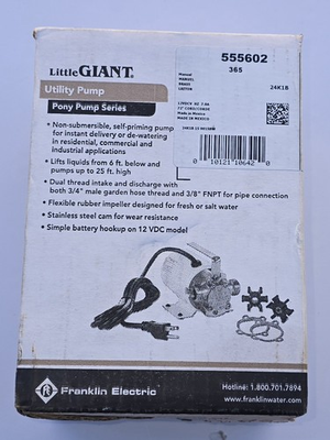 #ad Little Giant 555602 1 10 HP 12VDC Self Priming Utility Pump $38.00