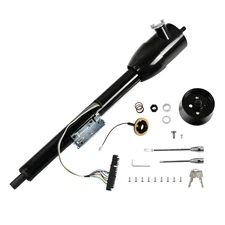 Black 28" GM Tilt Manual Floor Shift Steering Column w/Ignition Key & Adapter