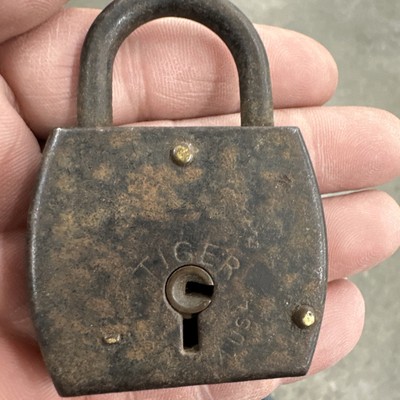 Vintage Antique Old Miller Tiger Padlock Lock No Key