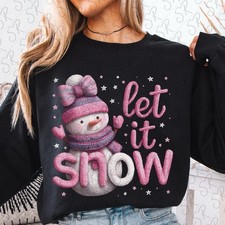 Let It Snow Snowman Sweatshirt - Winter Christmas Crewneck - Cute Pullover