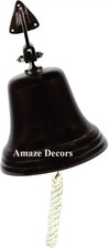7" Brass Ship Bell &ndash; Nautical Hanging Door Decor with Wall-Mounted Bracket