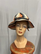 Rare 1960  s Galanos Striped Silk Hat Vintage High Fashion