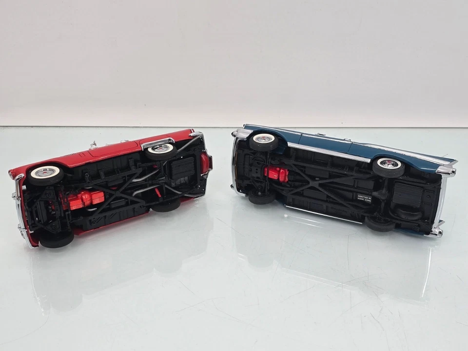 1957 FORD THUNDERBIRD RED 1957 CHEVROLET BEL AIR CONVERTIBLE BLUE DIECAST LOT - Image 4 of 4