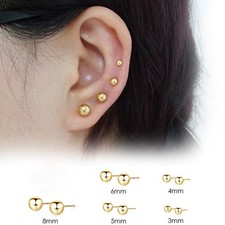 Tiny Gold Round Ball Stud Earrings Small Bead Ear Studs for Girls Party Gift
