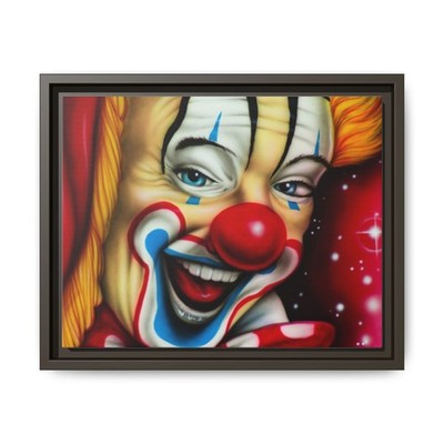 Clown Art Put on a Happy Face  A 3D Canvas Framed Matte Print Circus Art