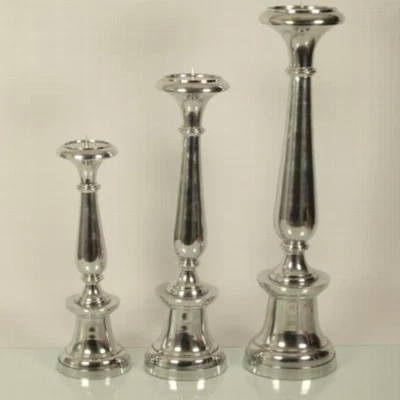 Bodenleuchter Silber 64cm Kerzenständer Aluminium Stumpenkerzen Hochzeitsdeko - Bild 1 von 4