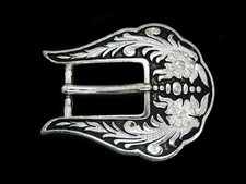 UB01112 REALLY GREAT FLORAL ORNAMENTAL ART FASHION SILVERTONE BELT BUCKLE