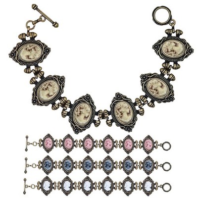 5pcs Lady Cameo Bracelet Bulk Lot Victorian Vintage Style Antique Bronze Jewelry