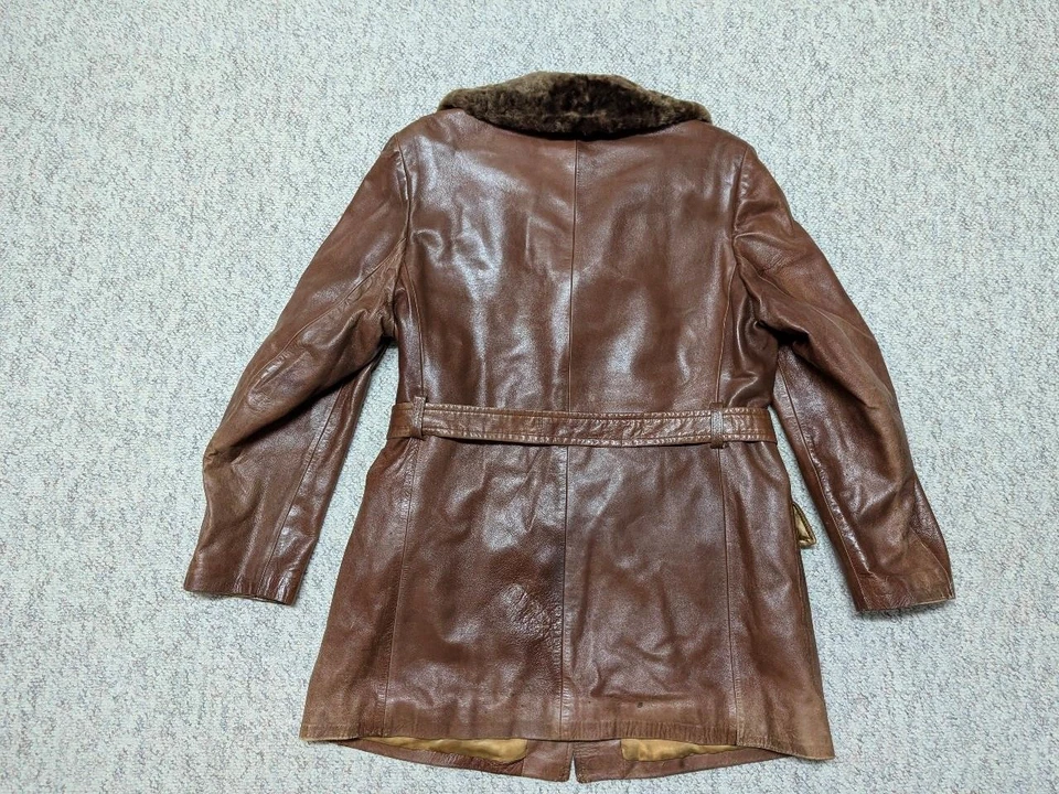 Abrigo vintage CORTEFIEL piel de cordero CINTURÓN 44 MOUTON cuello piel NORFOLK Foto 2 de 4