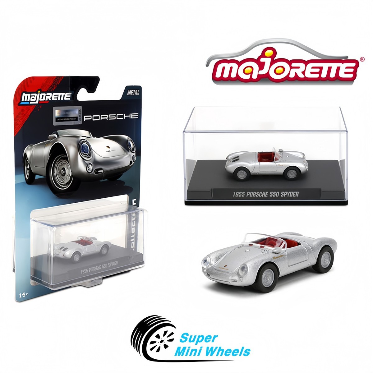 Majorette 1:64 Collector Series – 1955 Porsche 550 Spyder – Silver