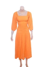 Rhode Resort Harper Shirred Cotton Gauze Midi Dress XS 0 Women Smocked NWD 36403