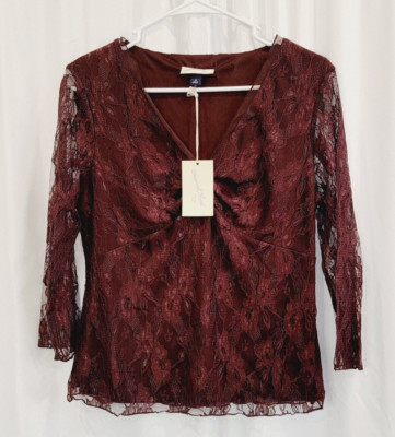 Universal Thread Size M Brown Lacy Blouse - Byzantine Bronze - Lined Body