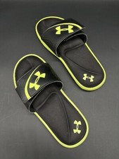 Under Armour Ignite VI Slide Sandals Black/Green 4203656-004 Boys 5Y Womens 6.5