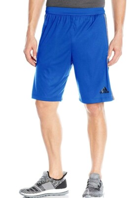 NWT Adidas Men's XS Designed 2 Move D2M 3-Stripe Training Shorts Blue/Gray 10''