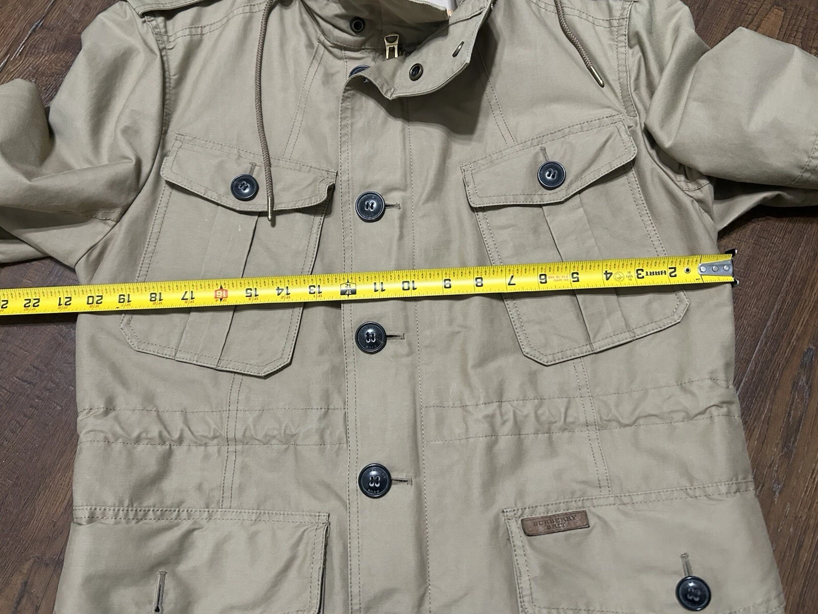 Cappotto giacca uomo Burberry Brit fodera staccabile cappuccio nascosto taglia M