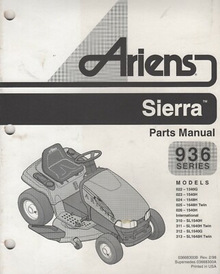 1998 ARIENS 936 SERIES SIERRA RIDING MOWER PARTS