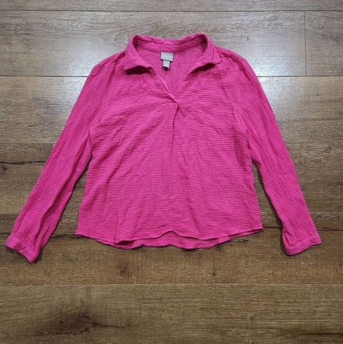 Chicos women's gauze pink popover cotton shirt size 1 (small) barbiecore capsule