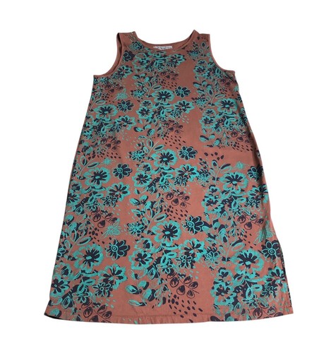 Plant Kween x Tonle Maxi Dress Womens L Brown Handprinted Floral Boho Coastal
